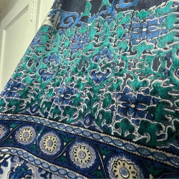 SALE! Aratta Silent Journey Floral Embroidered Sheer Back W/Velvet Tunic Top M - Picture 9 of 15